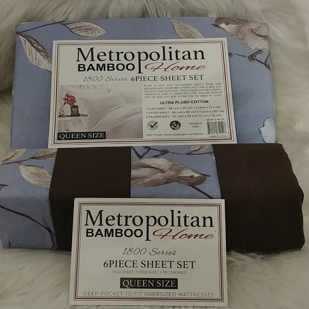 Metropolitan Bamboo Navy&Coffee Floral Queen Set⦠- Picture 9 of 9